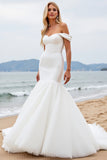 Vestidos de Noiva Longo Fora do Ombro Sereia Organza