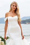 Vestidos de Noiva Longo Fora do Ombro Sereia Organza