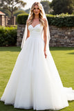 Vestido de Noiva Organza Marfim Linha-A Sem Alças