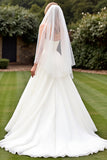 Vestido de Noiva Organza Marfim Linha-A Sem Alças