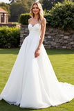 Vestido de Noiva Organza Marfim Linha-A Sem Alças