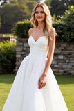 Vestido de Noiva Organza Marfim Linha-A Sem Alças