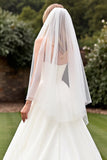 Vestido de Noiva Organza Marfim Linha-A Sem Alças