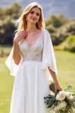 Marfim De Baile/Princesa Decote em V Longos Vestido de Noiva