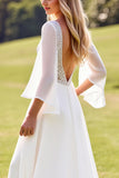 Marfim De Baile/Princesa Decote em V Longos Vestido de Noiva