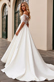 Marfim De Baile/Princesa Renda Sweep/Brush Trem Vestidos de Noiva