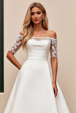 Marfim De Baile/Princesa Renda Sweep/Brush Trem Vestidos de Noiva