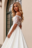 Marfim De Baile/Princesa Renda Sweep/Brush Trem Vestidos de Noiva