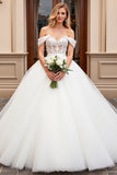Marfim De Baile/Princesa Sem Ombros Tule Longos Vestido de Noiva