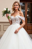 Marfim De Baile/Princesa Sem Ombros Tule Longos Vestido de Noiva