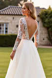 Marfim Decote em V Renda Sweep/Brush Trem Vestidos de Noiva