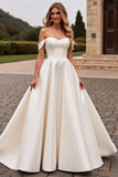 Marfim De Baile/Princesa Sweep/Brush Trem Vestidos de Noiva
