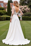 Vestido de Noiva Linha-A Marfim Renda Longo Appliqued