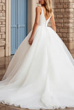 Vestido de Noiva Longo Marfim Decote em V Tule