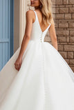Vestido de Noiva Longo Marfim Decote em V Tule