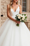 Vestido de Noiva Longo Marfim Decote em V Tule