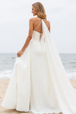 Vestido Branco De Baile/Princesa Cetim Longo Vestido de Noiva
