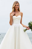 Vestido Branco De Baile/Princesa Cetim Longo Vestido de Noiva