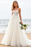 Branco De Baile/Princesa Sem Alças Espartilho Tule Longos Vestido de Noiva
