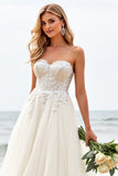 Branco De Baile/Princesa Sem Alças Espartilho Tule Longos Vestido de Noiva