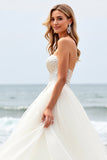 Branco De Baile/Princesa Sem Alças Espartilho Tule Longos Vestido de Noiva
