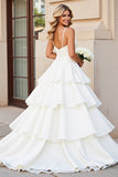 Marfim De Baile/Princesa Alças Finas Longo Cetim Vestido de Noiva