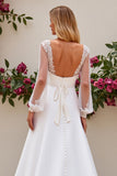 Marfim Sereia Cetim Sweep/Brush Trem Vestido de Noiva com Renda