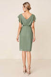Eucalipto Wrap V-Neck Ruffle Chiffon Midi Vestido Madrinha