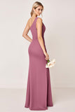 Vestidos Para Casamento Convidada Vintage Mauve Bainha Longo Um Ombro Ruched