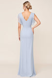 Vestidos Para Casamento Convidada Bainha Azul Claro Chiffon Longo