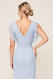Vestidos Para Casamento Convidada Bainha Azul Claro Chiffon Longo
