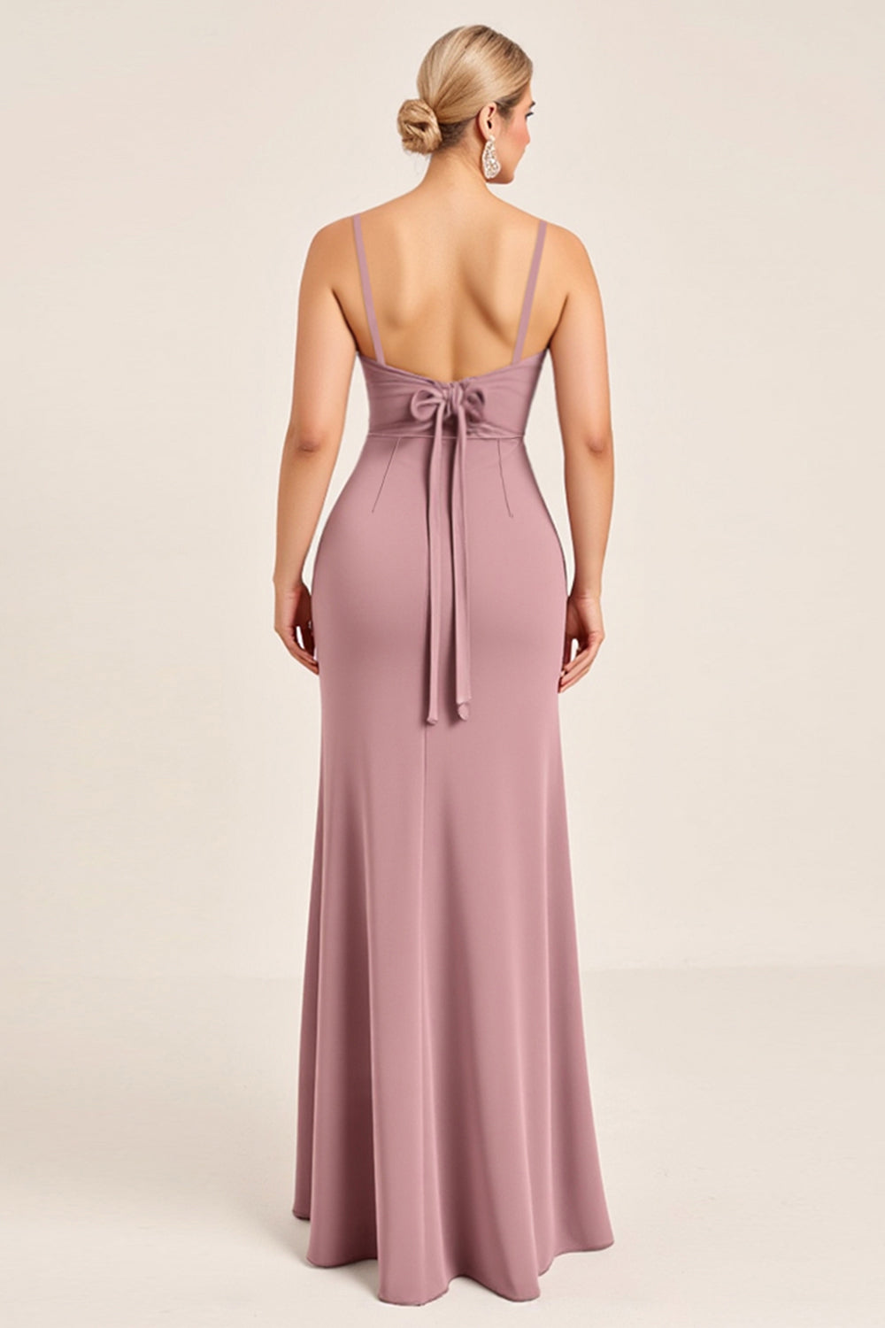 Vestidos Para Casamento Convidada com Fenda Vintage Mauve Longo Bainha