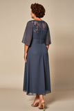 Vestido Mae Noiva Tamanhos Grandes Crepúsculo Chiffon Meias Mangas