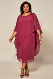 Vestido Mae Noiva Rosa Deserto Chiffon Linha-A Tamanhos Grandes