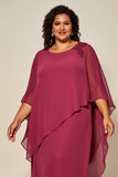 Vestido Mae Noiva Rosa Deserto Chiffon Linha-A Tamanhos Grandes
