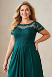 Pinheiro Linha-A Tamanhos Grandes Chiffon Longos Vestido Mae Noiva
