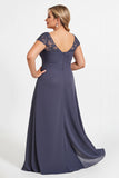 Crepúsculo Bainha Chiffon Tamanhos Grandes Longos Vestido Mae Noiva com Fenda