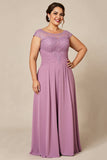 Rosa Poeirenta Bainha Chiffon Tamanhos Grandes Longos Vestido Mae Noiva