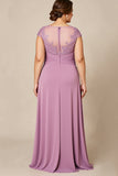 Rosa Poeirenta Bainha Chiffon Tamanhos Grandes Longos Vestido Mae Noiva