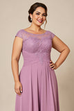 Rosa Poeirenta Bainha Chiffon Tamanhos Grandes Longos Vestido Mae Noiva