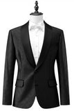 Masculino Preto Um Botão Xaile Lapela Jacquard Prom Blazer