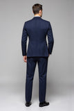 Navy Pinstripe 3 Peça Um Botão Notched Lapela Ternos Masculinos
