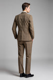 Khaki Slim Fit 2 Peça Notched Lapela Plaid Ternos Masculinos