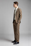 Khaki Slim Fit 2 Peça Notched Lapela Plaid Ternos Masculinos