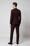 Borgonha Notched Lapela 2 Peças Slim Fit Fato Homem