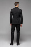 Lapela Preto 3-Pieces Mangas Compridas Slim Fit Fato Homem