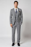 Lapela Cinzenta Notched 3 Piece Single Breasted Slim Fit Fatos Formais Masculinos