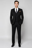 Lapela preta entalada 3-Piece Single Breasted Homens ternos formais