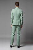 Lapela verde clara Notched 3-Piece Single Breasted Men's Prom Suits