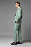 Lapela verde clara Notched 3-Piece Single Breasted Men's Prom Suits